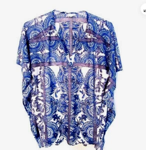 NUEVO CON ETIQUETAS TOP CAFTÁN AVENUE AZUL ESTAMPADO FLORAL Y CAMISOLA BLANCA MUJER TALLA 18/20 - Imagen 1 de 5