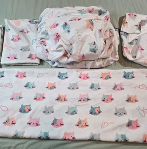 Cuddl Duds Microfiber Flannel Winter Cat heads Cats Mice Full Sheet Set - Picture 1 of 9