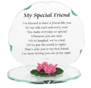 DECORATIVE PLAQUE SIGN Special Friend glass flowers Bridesmaid BFF Wedding Gift - Picture 1 of 1