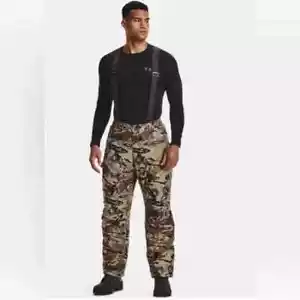 Under Armour NWT Men’s Small Gore Tex Green Camo Hunting Insulated Bibs Overalls - Picture 1 of 10