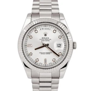 PAPERS Rolex Day-Date II Presidential 41mm White Gold Silver DIAMOND 218239 BOX - Picture 1 of 9