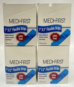 400 Count NIB Medi-First 68033 Blue Metal Detectable Woven Bandages 1" x 3" - Picture 1 of 3