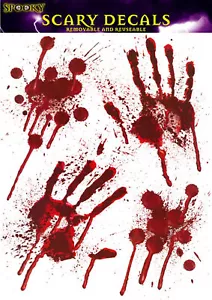 4 Hand Print Window Decal Stickers - Halloween Spooky Blood Scary Decoration - Picture 1 of 1