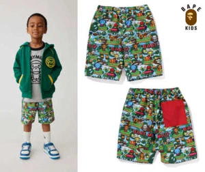 A Bathing Ape Kids Packable Shorts 2024 Model BABY MILO GAME PATTERN From Japan - Picture 1 of 4