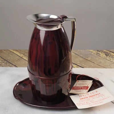 Jarra aislada THERMOS 1542 cromo marrón grano madera con bandeja e insertos Foto 1 de 4