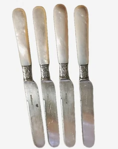 Vintage Antique Mother Of Pearl Sterling Silver Shanks Set Of 4 Precious Metals - Picture 1 of 4