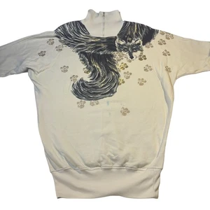Vintage Blowout LA Wolf Art Graphic Paw Print Pullover Sweatshirt Dress** - Picture 1 of 13