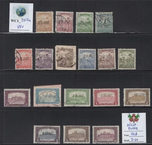 WC1_33174 OCUPACIÓN ITALIANA.: FIUME. Cplt. Juego 1918. Sc. 3-20. Usado - Imagen 1 de 1