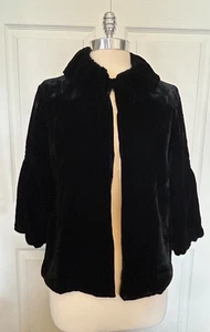 CAbi Damen Viskose Seide Samt Bischof Ärmel 1 Knopf Jacke Gr. M Schwarz Neu mit Etikett - Bild 1 von 9