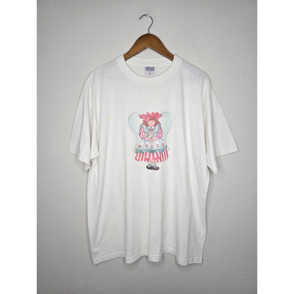 Camisa Muñeca Ángel Vintage Blanca XL Caprichosa Arte Popular Casa Core Camiseta Foto 1 de 4