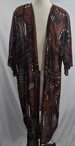 Serengeti Damen offene lange Staubmantel Strickjacke Größe 3x Geo Print Perlen Akzente - Bild 1 von 7