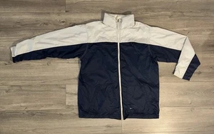 Retro Vintage Nike Full Zip Windbreaker Jacket Mens XL Collared Hood Navy Gray - Picture 1 of 21