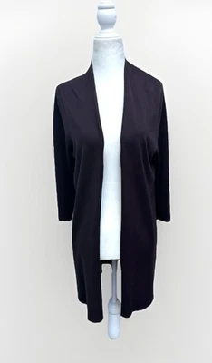 Cárdigan Suéter Mujer Eileen Fisher S Mezcla Seda Marrón Chocolate Abierto Informal Foto 1 de 4