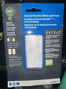 Eaton DUL06P-C2 Decorator Dimmer Switch with Preset White & Ivory - Picture 1 of 4
