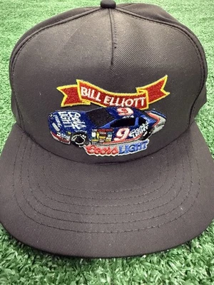 Sombrero de Colección Años 90 Bill Elliot Negro Coors Luz A Presión Trasera Talla Única Foto 1 de 3