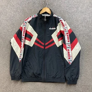 Diadora Jacket Mens Small Black Full Zip Soccer Football Lined Sports 8419 - Picture 1 of 10