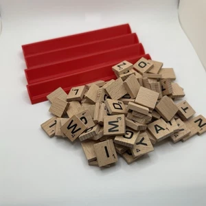 Scrabble Replacement Tiles & 4 Tile Racks Parts Pieces - Picture 1 of 1