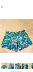 NWOT Lily Pulitzer Women’s Green Pink Tropical Print Shorts Size 5 ( Juniors) - Picture 1 of 9