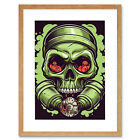 Skull Gas Mask Old School USA Tattoo Rockabilly 50s Framed Wall Art Print 12X16