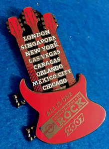 12 CITY TOUR AMBASSADORS ROCK HINGED RED TRIPLE GUITAR 2007 Hard Rock Cafe PIN - Picture 1 of 2