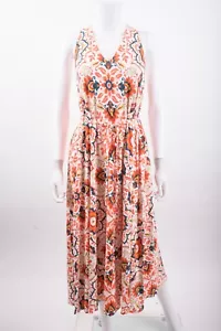 Maxi robe Boden femme col en V UK 8P US 4P multicolore floral orange neuf avec étiquettes - Photo 1 sur 6