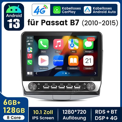 6+128G Carplay Android 14 Autoradio Für VW Passat B7 2010-2015 GPS Navi 4G BT FM - Bild 1 von 4
