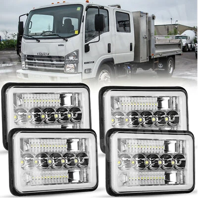 Faros LED cuadrados de 4x6"" con halo de haz alto/bajo DRL para Isuzu NQR NPR NPR-HD Foto 1 de 4