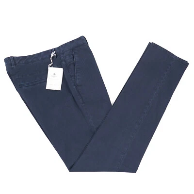 Pantalones chinos Luigi Borrelli azul marino sarga de espiga algodón elástico 32 nuevos con etiquetas Foto 1 de 4
