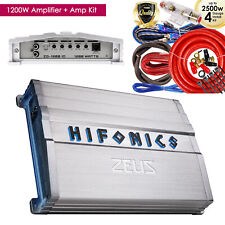 Hifonics Zeus ZG-1200.1D 1200W Mono Class D Car  Amplifier + 4GA 2500W Amp Kit