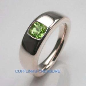 Natural Peridot Gemstone with 925 Sterling Silver Ring For Men's  #3533 - Picture 1 of 4