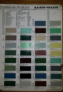 Lincoln Mercury & Kaiser Frazer Paint Colors Chip Page sheet code chart sample - Bild 1 von 6