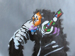 small monkey dj contemporary oil painting canvas modern art music funky musical - Picture 1 of 1