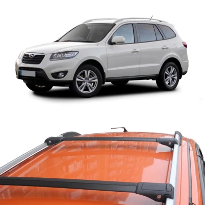 Hyundai Santa Fe CM 2009-2012 To Fits  Roof Rack Cross Bars Black Raised Rails - Image 1 of 4