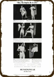 1943 MUNSINGWEAR Underwear Vintage Look REPLICA METAL SIGN - JACK & TOM SHOWER - Picture 1 of 1
