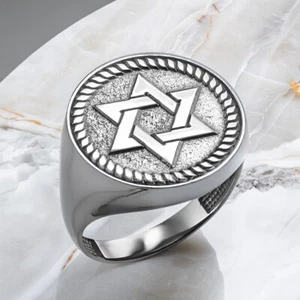 Sterling Silver Star of David Signet Ring | Jewish Statement Jewelry - Picture 1 of 6