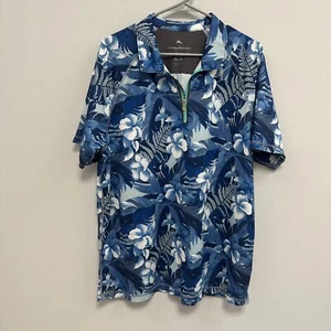 TOMMY BAHAMA Polo Shirt Mens Extra Large Blue Island Active Short Sleeve Floral - Picture 1 of 12