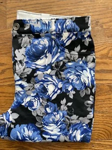 Childrens Place Pull On Pants Girls Stretch Blue Floral - Size 14 - Picture 1 of 3
