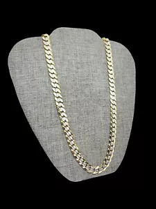 Italian 14K Yellow & White Gold 9.70mm Diamond Cut Cuban Link Necklace 24" - Picture 1 of 9
