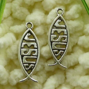 195 Pcs Tibetan Silver Jesus Fish Charms 27X10MM S1264 DIY Jewelry Making - Picture 1 of 6