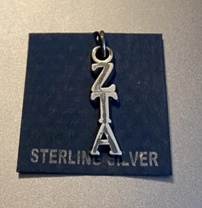 Dije de solapa de plata esterlina 19x6 mm hermandad griega Zeta Tau alfa - Imagen 1 de 4