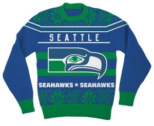 Adult Mens Seattle Seahawks Blue Football Ugly Christmas Sweater Halloween S-3XL - Picture 1 of 12