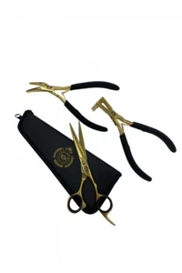 Foxy Locks Hair Extension Tool Set | Salon Professional Bundle - Black & Gold - Picture 1 of 4