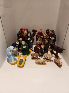 17 Piece Vintage Hand Made Nativity Set Standing Figures Are 12" - Picture 1 of 23