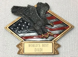 "¡El mejor papá del mundo!" Placa de águila calva y bandera americana regalo del día del padre - Imagen 1 de 2