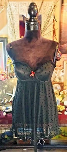 Old Stock Tag Bohemian Felt Heart Noir Playful Comfort Sassy Daisy Teddy Mesh L - Picture 1 of 13