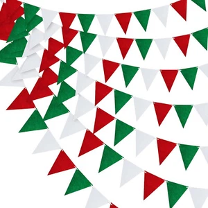 Striscione Natalizio Bandiera Rossa Verde Ghirlanda Pennant per Interno Esterno - Foto 1 di 18