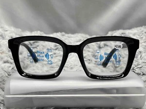 Block Blue Light Unisex Schwarz Robust Langlebig Retro Brille +2,00 - Bild 1 von 3