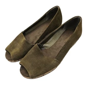 AEROSOLES ARWOOD WOMENS WEDGE SANDALS Sz 6 Dark Olive Green - Picture 1 of 6