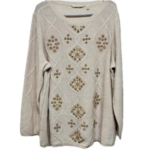 Soft Surroundings Isra Bead Embellished Sparkle Crew Neck Sweater 2X - Picture 1 of 10