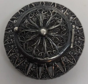 Vintage 800 Fine Silver Filigree Rosary Prayer Bead Trinket Box - Picture 1 of 7
